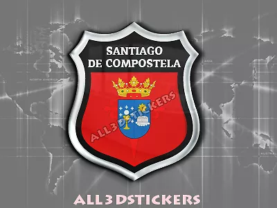 Pegatina Emblema 3D Relieve Bandera Santiago de Compostela - Todas las Banderas
