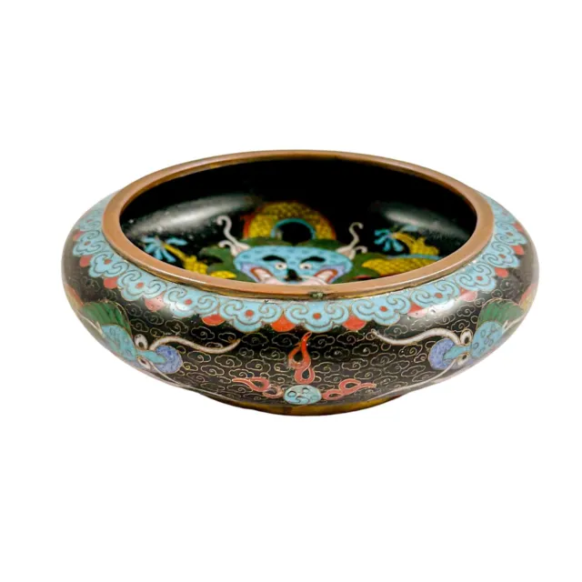Antique Qing dynasty Chinese dragon design cloisonné enamel brush washer bowl 2