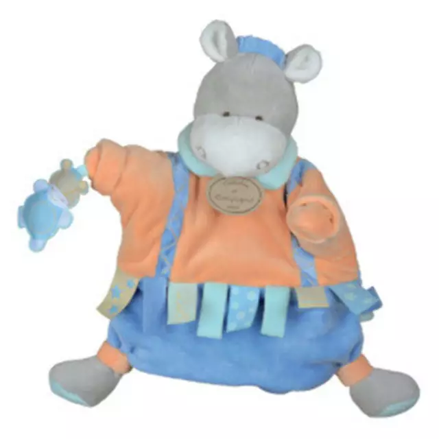 Doudou marionnette ne étiquettes bleu