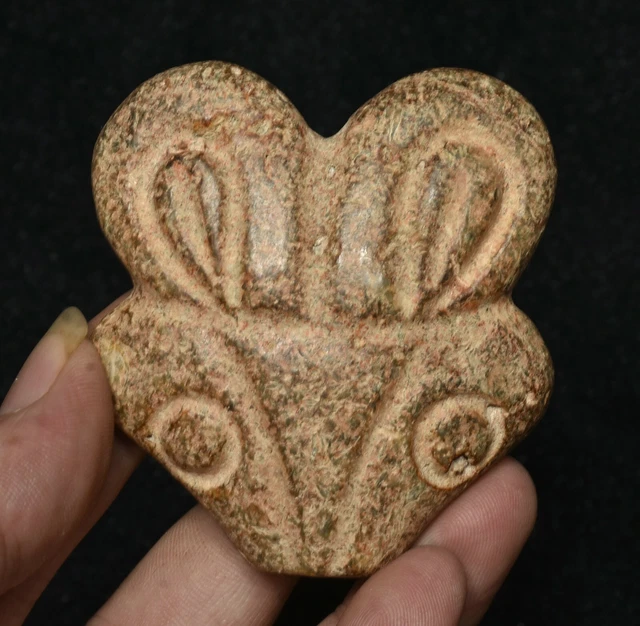 7CM Rare Old Chinese Hongshan Culture Jade Carving Helios Mask Pendants T108