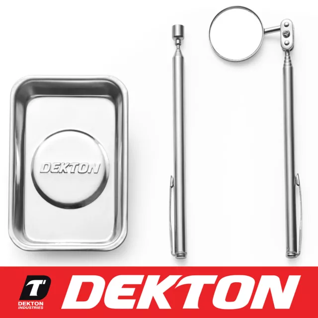 Dekton 3 Piece Magnetic Tool Set Tray Screws Mirror Telescopic Garage Mechanic