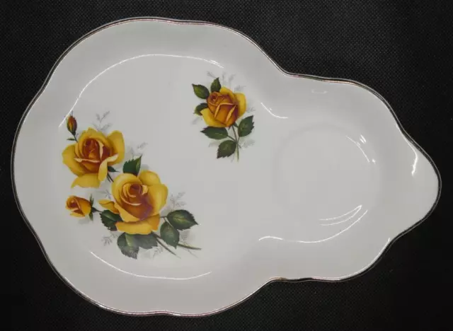 James Kent Ltd Old Foley Tennis Saucer with Yellow Roses and Gold Trim 2