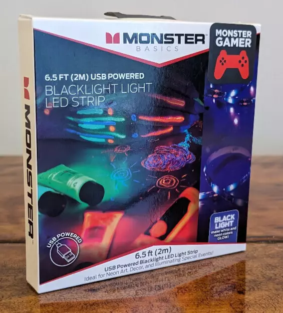 Monster 6.5ft Black Light LED Strip, USB - NEW IN BOX