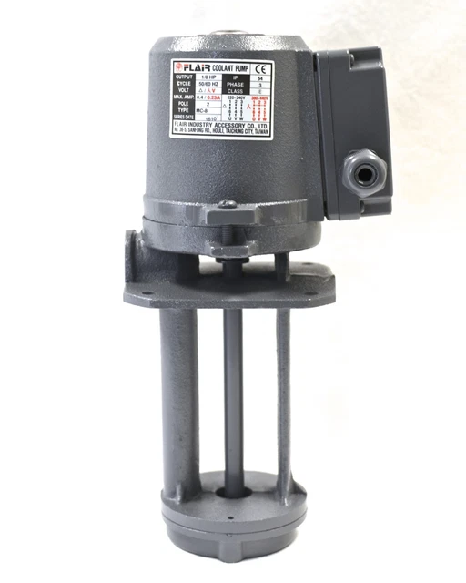 ​1/8 HP Machinery Coolant Pump, 220V/440V, 3PH, Shaft 6” (150mm), CE, FLAIR
