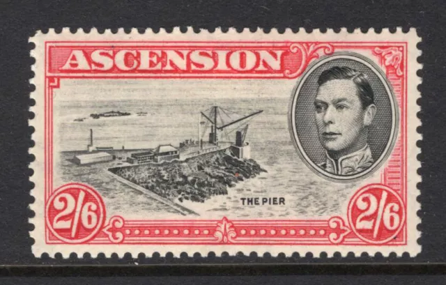 M22771 Ascension 1938 SG45 KGVI: 2/6d black & deep carmine perf 13.5 LMM