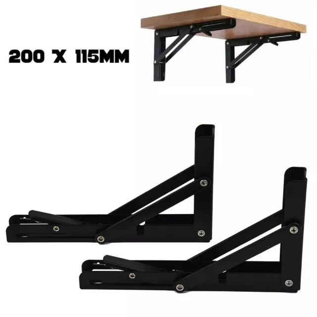 Convenient Folding Bracket Table Shelf for Caravans and Campervans Black Finish