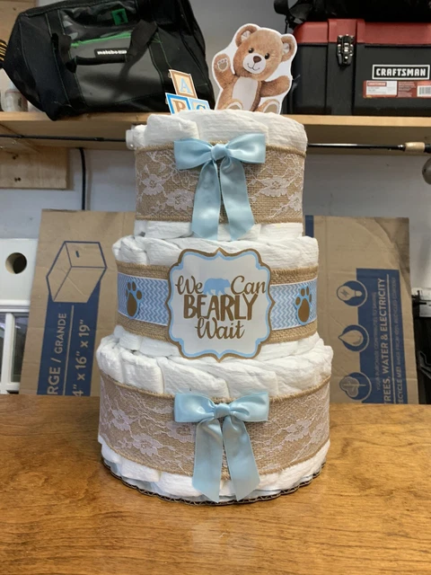 "We Can 'Bearly' Wait!" Diaper Cake - Boy 
