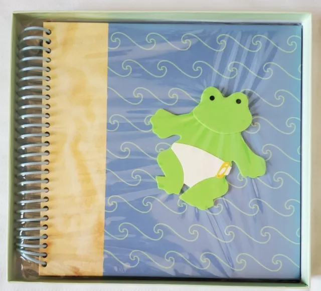 Baby Memories Photo Album 100 Photos Up to 4"x6" Blue Green Baby Frog