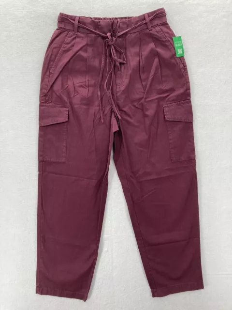 GAP Women's 4 Purple 100% Cotton Jogger Cargo Pants Belted High Rise NWT $79.95