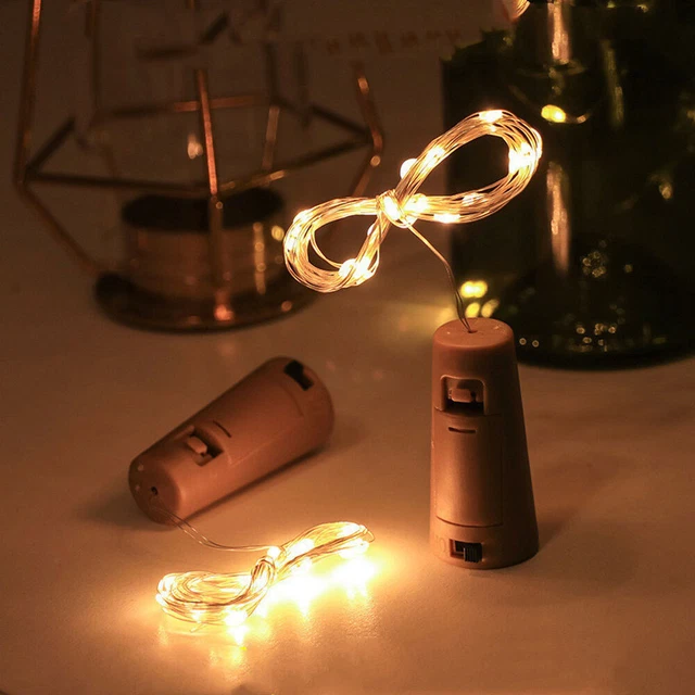2M 20 LED Fairy String Lights Wine Bottle Copper Cork Wire Lamp Party Decor