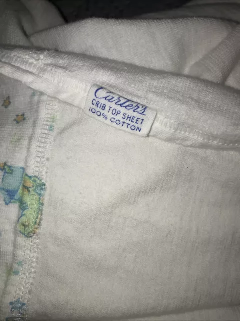 CARTERS Pastel Blue Nursery Rhymes Crib Top Sheet 2 Fitted Corners Vintage