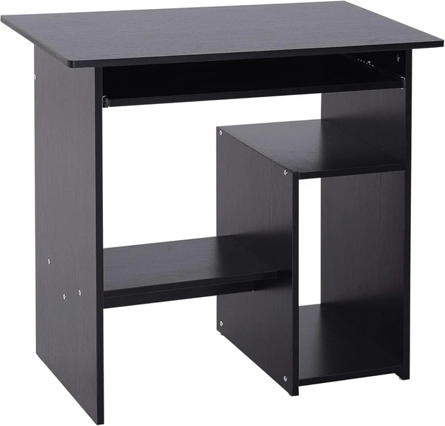 HOMCOM Scrivania Per Computer Scrivania Ufficio Porta PC Con Ripiani Tastiera 152 X 60 X 88cm Nero