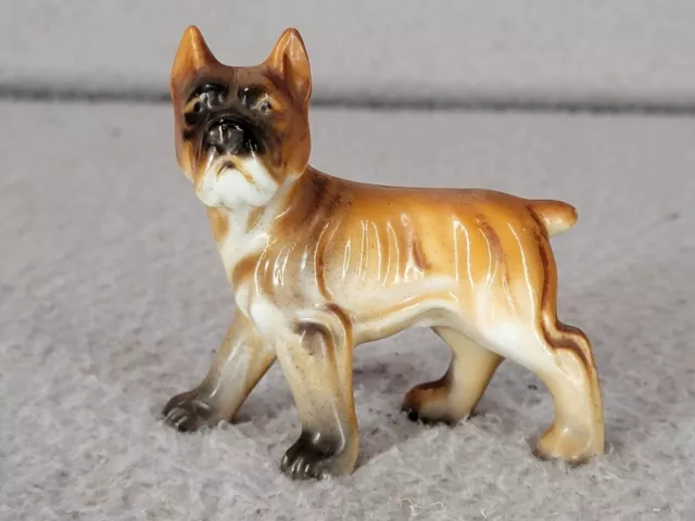 Porcelain dog figurine boxer vintage made in Japan ceramic