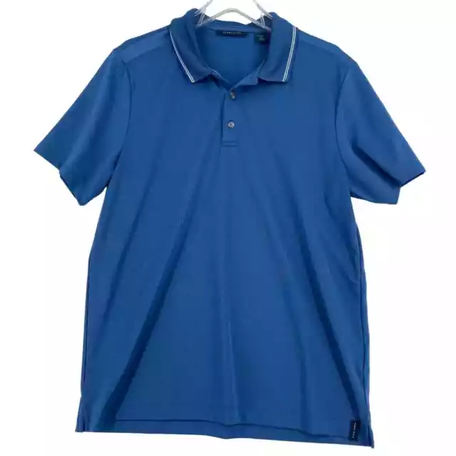 Perry Ellis Men's Polo Shirt Short Sleeve Micro Dot Print Blue Size M