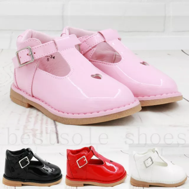 Kids Baby Infants Girls T-Bar Spanish Flat Wedding Party Patent Toddler Shoes3-7