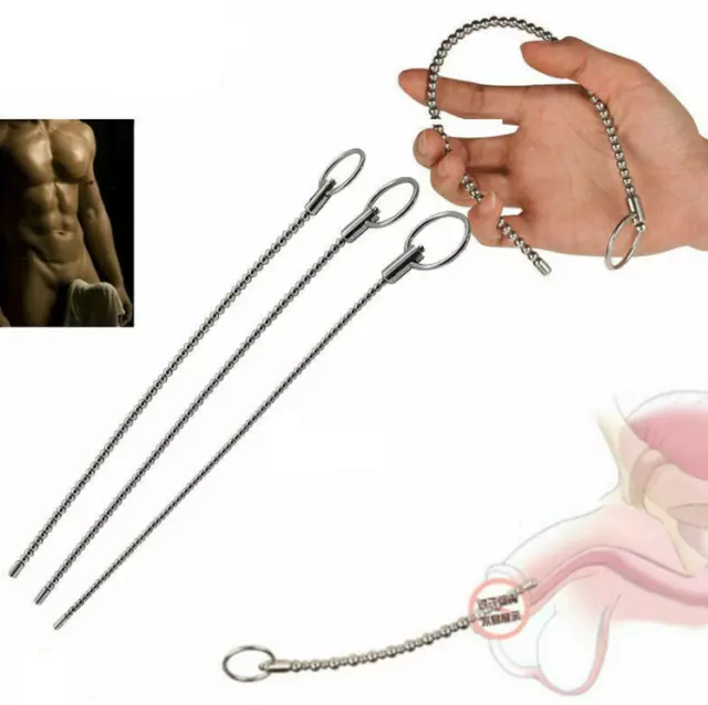 Male Stainless Steel Urethral Sounding Dilator Stretcher Beads Plug BDSM Bondage