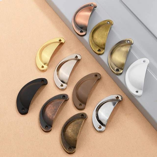 4Pcs Cupboard Door Cabinet Cup Drawer Furniture Antique Pull Shell Handle