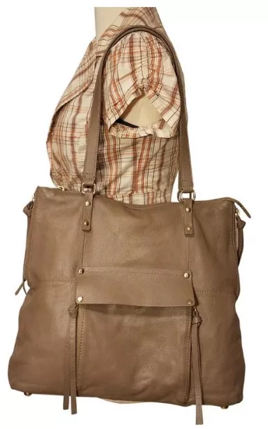 Kooba Large Tote Shopper Bag Shoulder Taupe Leather Euc