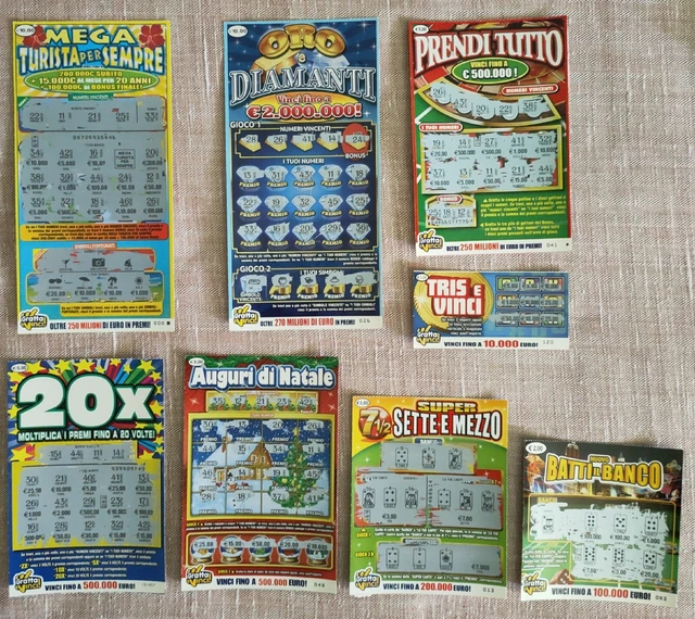 Gratta E Vinci Lotto Di 8 Gratta E Vinci Vecchi Vintage E Rari Da Trovare