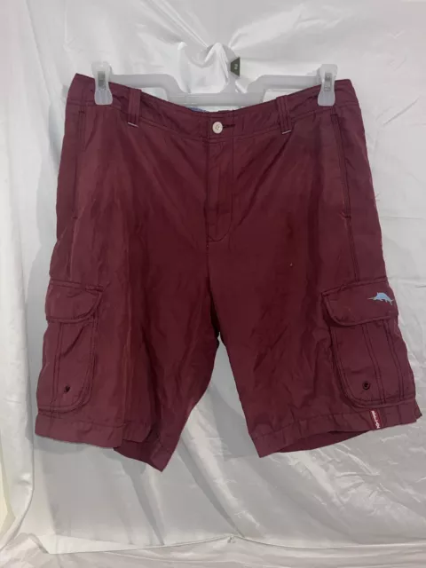 TOMMY BAHAMA MEN'S Red Cargo Shorts Cotton Blend Size 34 $14.00 - PicClick