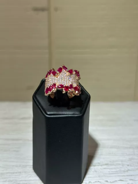 Effy 14k Rose Gold Diamond & Ruby ring