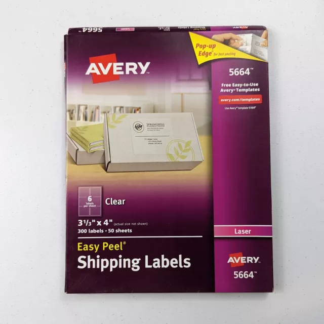 Avery Easy Peel Mailing Label #5664 Laser 3.33" Width X 4" Length 300 Labels A2