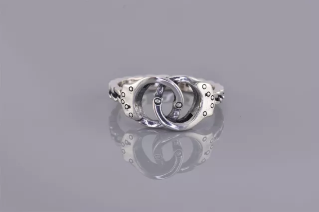 Silver Phantom Sterling Silver Handcuffs Linked Band Ring 925 Sz: 8