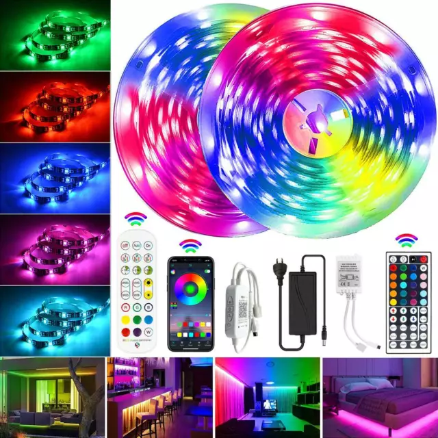 1-20m RGB LED Strip Lights IP65 Waterproof 5050 Bluetooth IR Controller Adapter