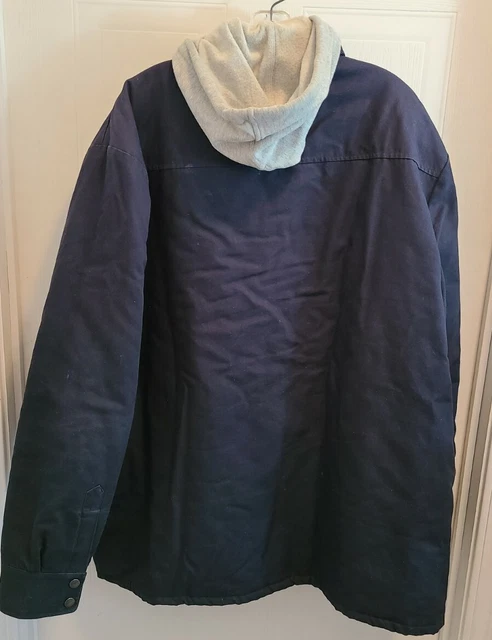 Dickies Jacket Men 2XL Blue Sweatshirt Hoodie Quilted Lined Shacket Distressed 10