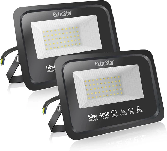 EXTRASTAR 50W LED Floodlight Outdoor, 4000LM Super Bright LED Security Lights,