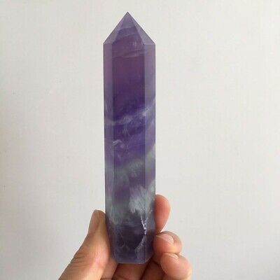 182g Violet Purple Fluorite Tower Point Stone Quartz Crystal Specimen Healing
