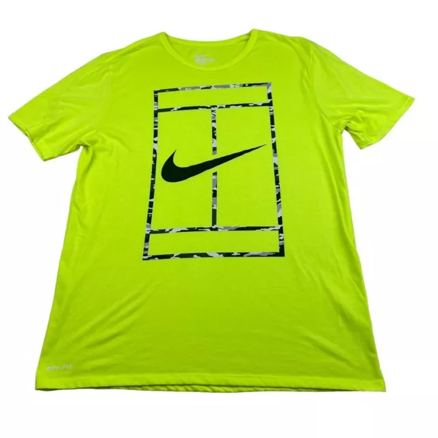 Nike Men's Tennis Challenge Court Volt S/S T-Shirt Neon Green • Large