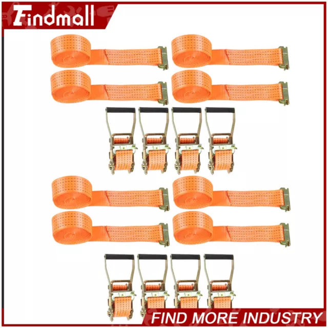 Findmall 8 Pack 2" x 15' 4400 lbs E-Track Ratchet Heavy Duty Straps Tie Down New 2