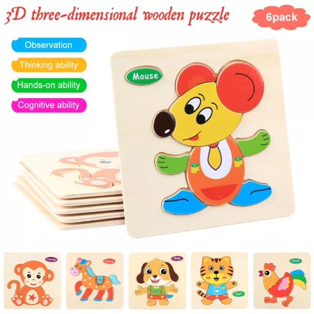 Wooden Puzzles Toy For 3+ Year Olds Toddler Animal Jigsaw Baby Educational Toys