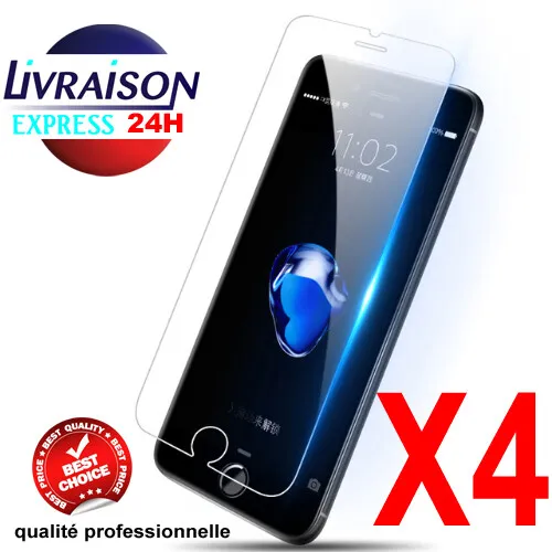 Vitre iPhone X/XS/XR/Max-8-7-6-S SE-5 C + Protecteur Verre Trempé Glass Tempered