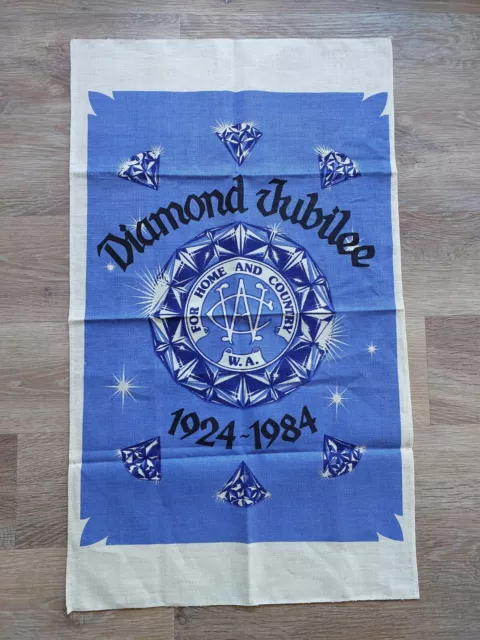 Vintage Linen Country Women Association Cwa Diamond Jubilee 1984 Tea Towel Nwot