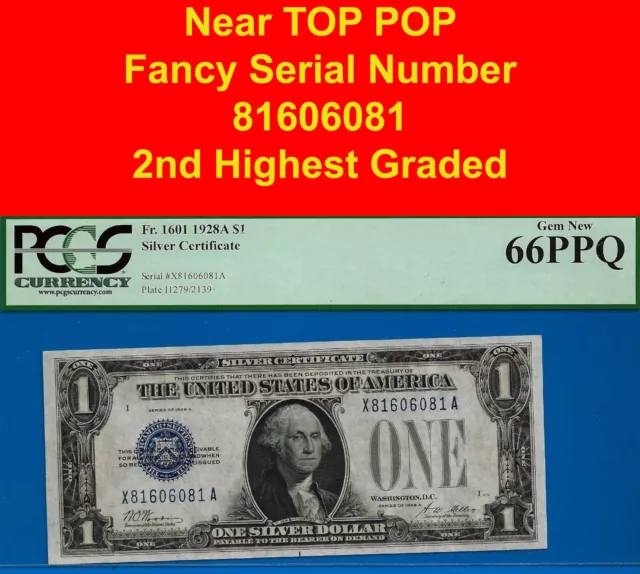 Near TOP POP✅ 1928-A $1 S/C ➡️ 2nd Finest 🔴 XA Block ⬅️ PCGS 66PPQ # X81606081A