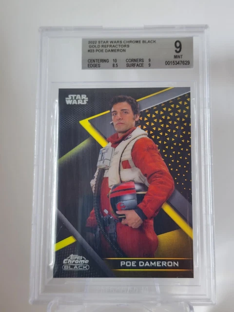 *BGS 9* Topps Star Wars Chrome Black *GOLD REFRACTOR #/50* POE DAMERON