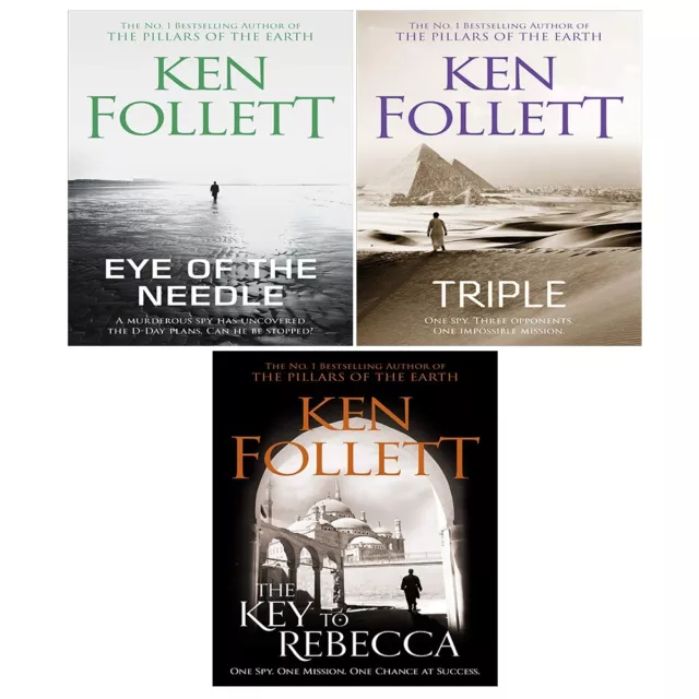 Ken Follett Collection 3 Books Set Key to Rebecca, Triple, Eye of the Needle NEW