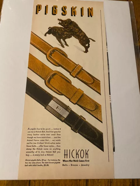 Vintage 1946 Hickok Pigskin Belts Wild Boars Fighting ad