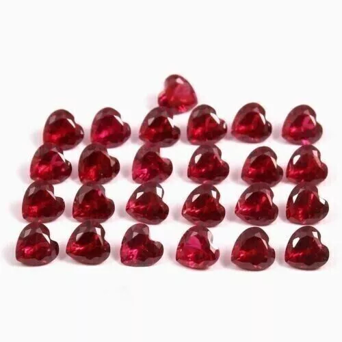 Lote de piedras preciosas sueltas corte corazón rubí rojo mozambique...