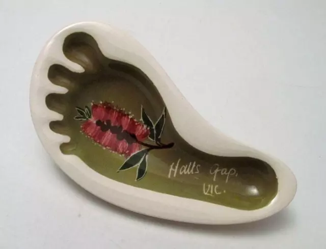 Vintage Studio Anna Australian Pottery Foot Dish Halls Gap Tourist Ware Signed 3