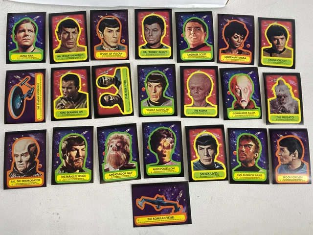 1976 TOPPS STAR TREK COMPLETE STICKER CARD SET 22/22 KIRK/SPOCK 1-22 Pretty Nice 1976 TOPPS STAR TREK COMPLETE STICKER CARD SET 22/22 KIRK/SPOCK 1-22 Pretty Nice
