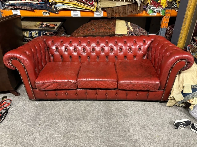 Vintage Oxblood Leather Chesterfield 3 Seater Sofa