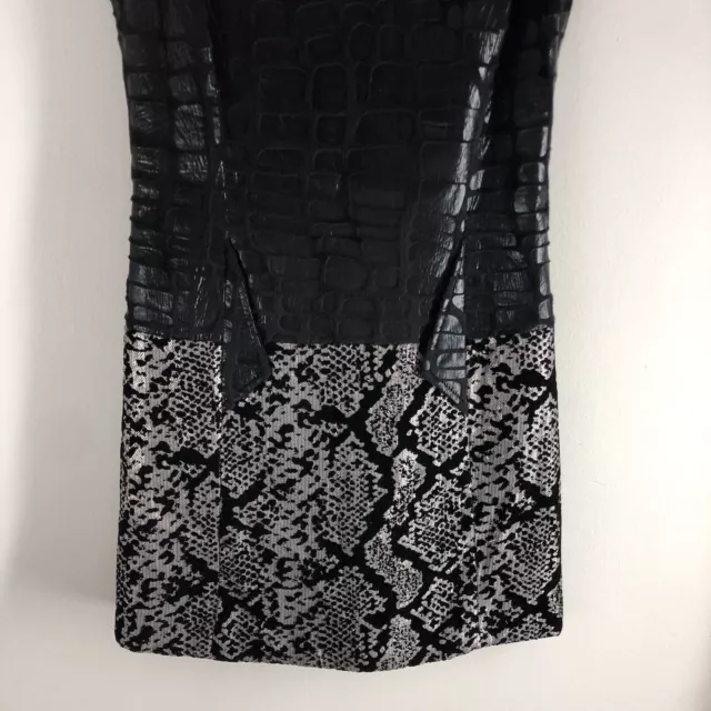 Custo Barcelona Size 1 Black Silver Sequin Velvet Animal Print Shift Mini Dress 3