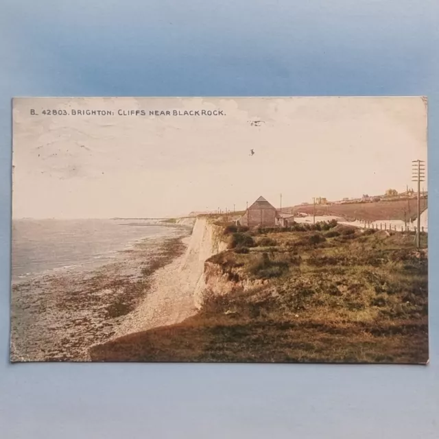 Brighton Postkarte 1918 schwarze Felsenklippen Küstenansicht Sussex
