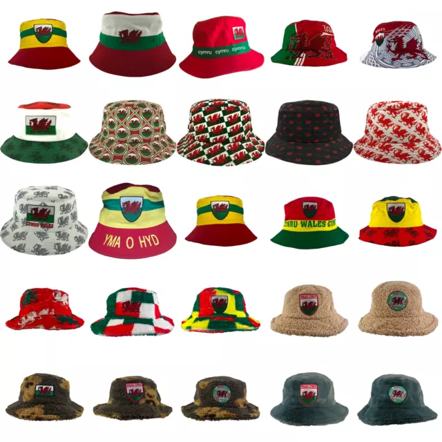 Welsh Bucket Hat Wales Football Hats Euro World Cup Rugby Adults Kids Yma O Hyd