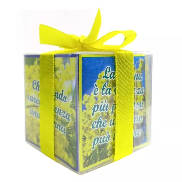 IDEA REGALO PER 8 Marzo Festa della Donna cubo personalizzato frase e  cioccolato EUR 2,50 - PicClick IT