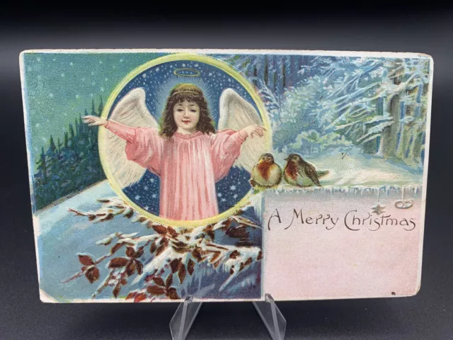 A MERRY CHRISTMAS ANGEL - vintage Victorian postcard, unused