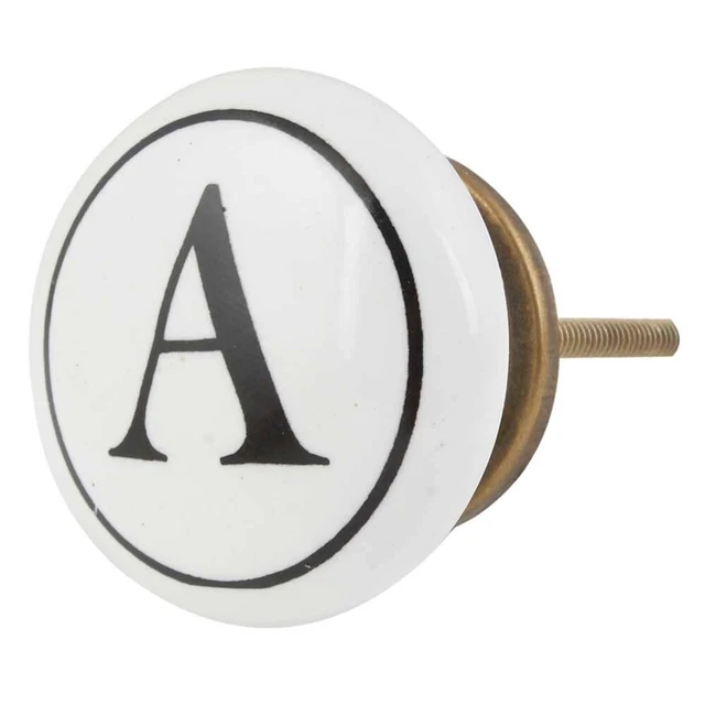 Main Blanc Céramique Noir A Alphabet Armoire Commode Tiroir Mignon Bouton - 4